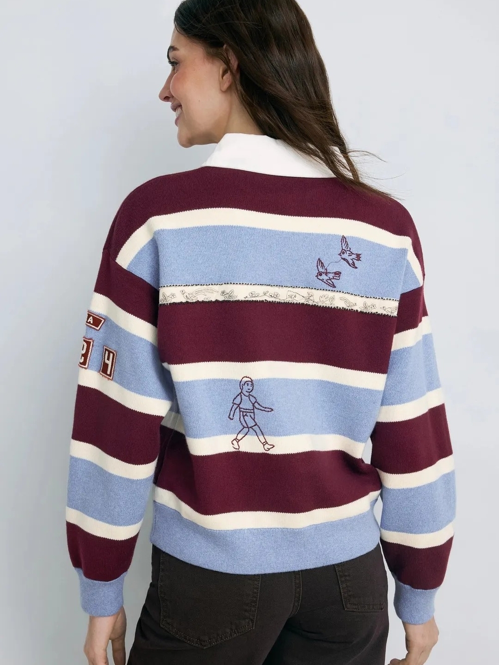 SEA NEW YORK HESTER SOLID RUGBG 95% Cotton, 5% Cashmere SWEATER SIZE S MSRP $375 - Picture 2 of 11